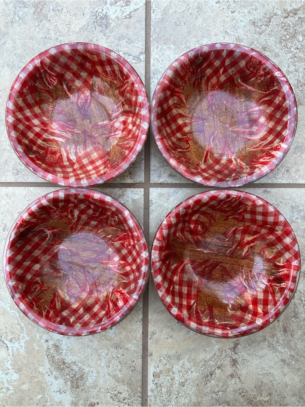Resin over Gingham Bowls